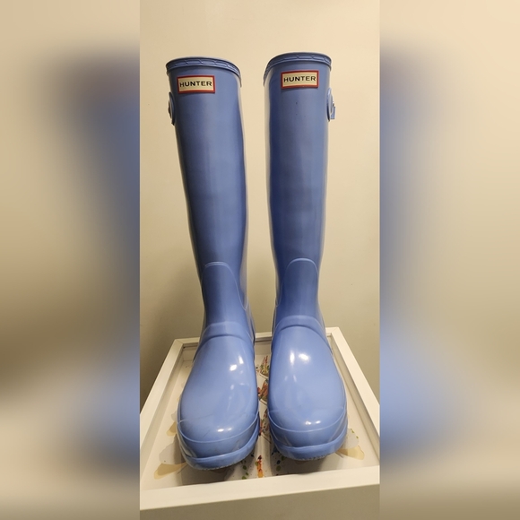 🔥 Hunter Women's Original Tall Gloss Rain Boots, blue, size 8 🔥 - Picture 9 of 10